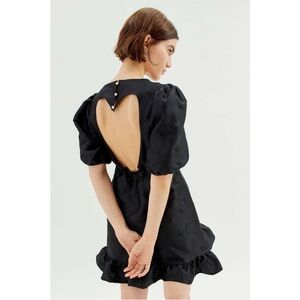 Sister Jane Poppy Heart-Cutout Jacquard Mini Dress in Black, Size Small - NWOT